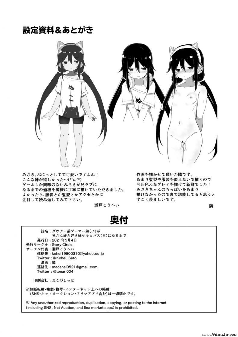 อ่านโดจิน น้อง(ชาย)สาวของผมเป็นซัคคิวบัส [Story Circle (Tonari)] Downer-kei Gamer Otouto ga Nii-san Sukisuki Imouto Succubus ni Naru made